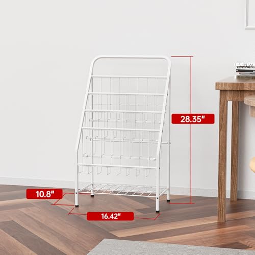 JAQ Bookshelf for Toddlers, 4-Tier Metal Kids Bookshelves Rack with Toy Storage Organizer in Bedroom Classroom Playrooms Nursery for Infants Baby Young Children (4-Tier/ 28.35inch, White)