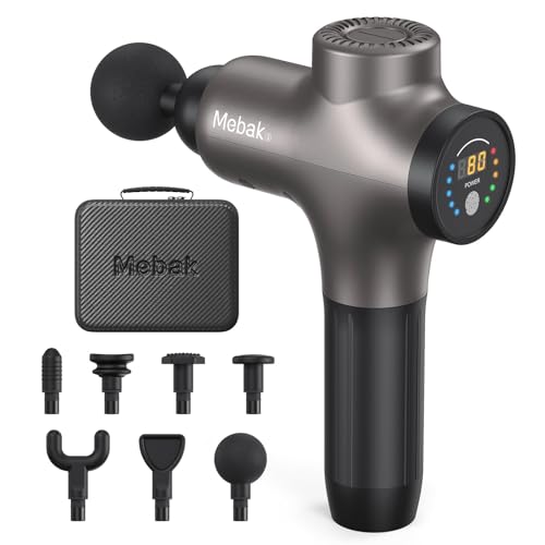 Mebak 3 Massage Gun, Massage Gun Deep Tissue for Athletes, Professional Muscle Percussion Massager, Massager for Shoulder Leg Back Body Pain Relief, Quiet Portable Sport Tool, Gifts for Him