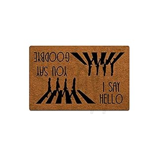 Paillasson amusant en caoutchouc antidérapant, inscription « You Say Goodbye and I Say Hello » – Pour une utilisation… - Les Beatles, Paul McCartney, John Lennon, RIngo Starr, George Harrison