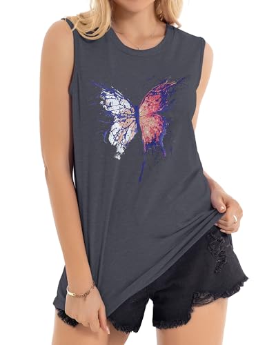 Image of Womens Tank Tops Summer Casual Sleeveless Top Loose Fit Basic Tunic Shirts