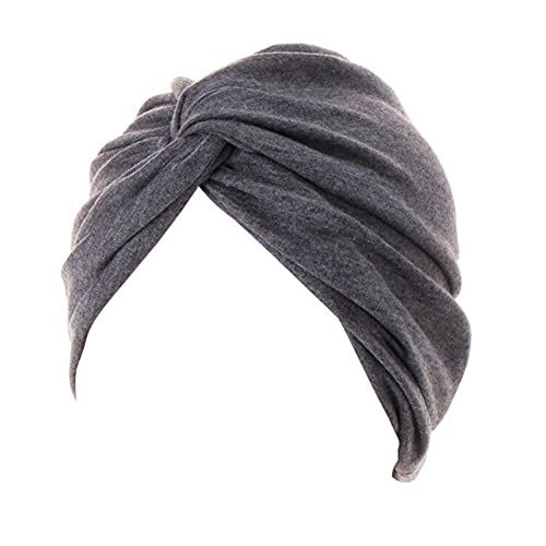 beauty YFJH Chemo Sleep Turban Headwear Scarf Beanie Cap Hat for Cancer Patient Hair Loss, Dark Gray, One size