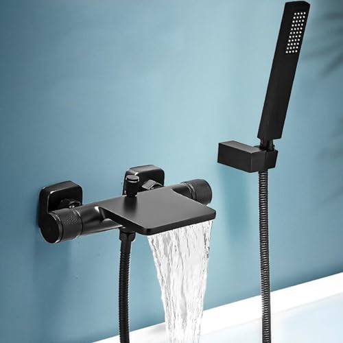 Robinet de bain cascade doré en laiton chic avec sa douchette - 2