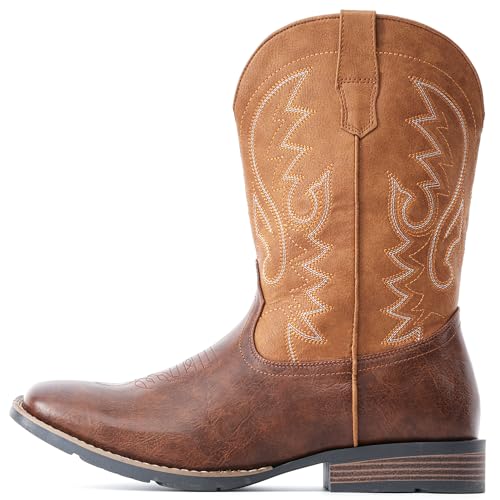 Image of IUV Cowboy Boots For Men with Wide Square Toe Western Retro Boot