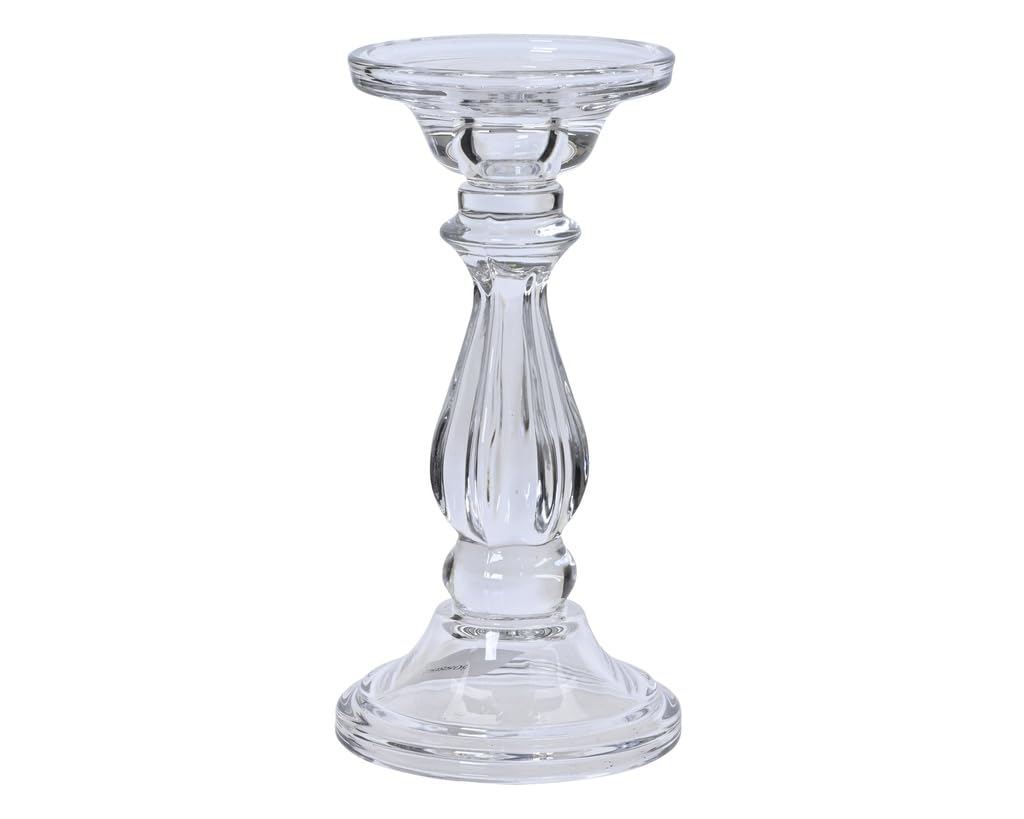 Trans - Pal Clear Trans Pal Glass Taper Candle Holders, Tall Candle Holder For Floating Candles And Pillar Candles, Elegant Table Centrepieces For Dining Rooms Wedding Party Christmas (20Cm) Size 20