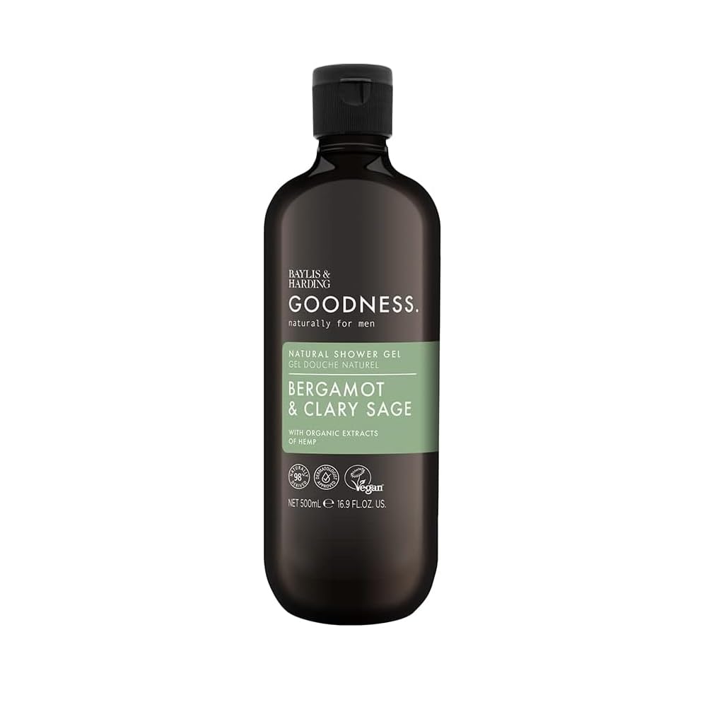 Baylis & Harding Men's Natural Shower Gel 500 ml Goodness Bergamot & Clary Sage - Vegan