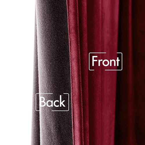 Image of MIULEE Velvet Curtains 52x96 inches 2 Panels Burgundy Red Blackout Curtains | Luxury, Bedroom Living Room, Thermal Insulated, Super Soft Christmas Window Drapes, Rod Pocket & Back Tab