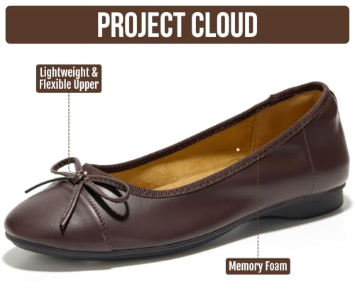 Image of Project Cloud Ballet Flats for Women Shoes - Genuine Leather Insole and Lightweight Mary Jane Flats - Non-Slip and Comfortable Womens Shoes