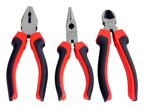 Voche® 3 Piece Heavy Duty 8 (200mm) Pliers Set - Combination, Long Nose and Side Cutting Pliers
