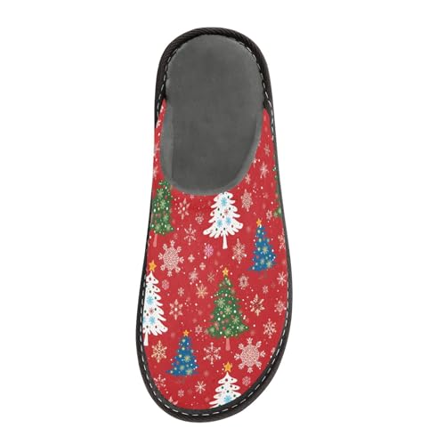 Slippers for Women Christmas Tree White Snowflakes Pattern Soft Winter Warm Shoes Indoor Outdoor Non-Slip House Travel Slippers3
