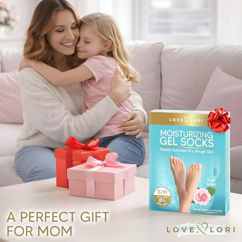 Moisturizing Socks (Up to Size 8.5) – Self Care Gifts for Mom - Infused with Vitamin E & JoJoba Oil - Gel Silicone Aloe Foot Care Socks - Mothers Day Spa Gifts for Women - Image 4