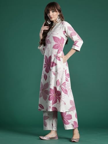 Image of INDO ERA Women's Catton Ethnic Co-Ord Set | Kurta Pant Set | Kurta Palazzo Set | Stylish Cotton Suit Set for Women,10077