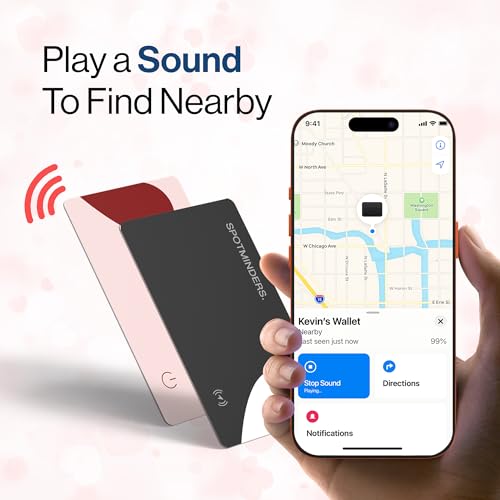 Image of SPOTMINDERS Apple MFi Certified Wallet Tracker 2-Pack Black & Pink (iOS Only) Travel Pack for Couples 0.07in Works with Apple Find My Rechargeable Tracking Card Slim Item Finder for Luggage, Passport