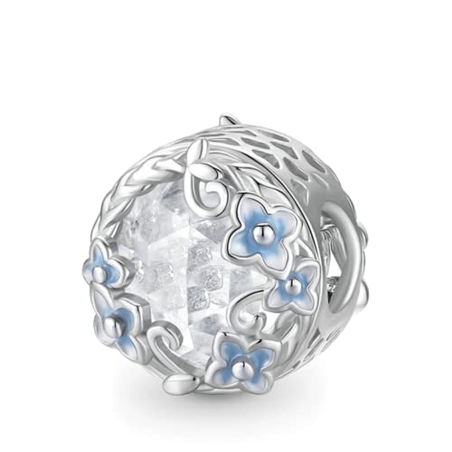 GNOCE Hydrangea Flower Garden Charm Bead 925 Sterling Silver Charms For Women Wife Gift Fits Bracelets/Necklace