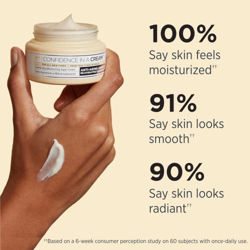 It Cosmetics Hello Results Baby-Smooth Glycolic Acid Peel + Caring Face Oil (1 Fl Oz) & Confidence In A Cream Face Moisturizer (0.5 Fl Oz) - Gentle Exfoliation & Soothing Hydration For All Skin Types #TOP26