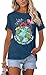 Earth Day Shirt for Women Floral Planet Graphic Shirt Save The Earth Awareness Outfit Nature Lovers Tee Top