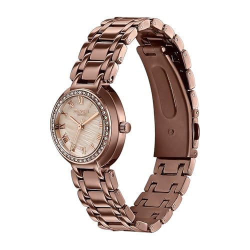 Image of Sonata Poze 8 Quartz Analog with Lt. Beige Dial IP Brown Alloy Strap Watch for Women - SP80163QM01W
