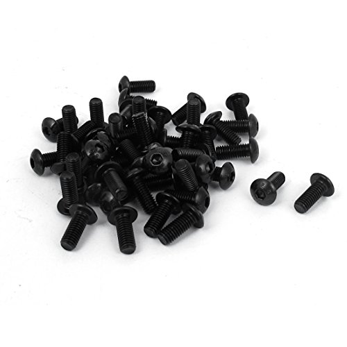 uxcell M5 x 12mm Alloy Steel Hex Socket Button Head Screws Black 50Pcs