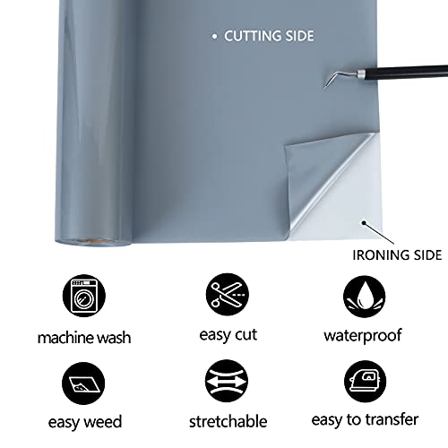 Gyt Silver Heat Transfer Vinyl Rolls - 12 Inch X 7 Feet Silver Gray Htv Vinyl - Glossy Adhesive Vinyl Silver Gray Iron On Vinyl Heat Press Diy Design For T-Shirt (Silver Gray) #TOP1