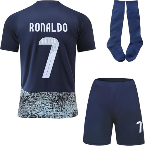 Mokiss No #7 Maillot Enfant 25/26 Édition pour Enfants, Shorts, Chaussettes, Tailles Jeune(30,Bleu)