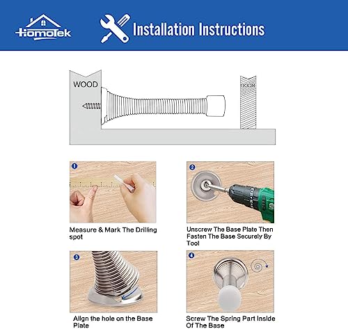 image for HOMOTEK 20 Pack Spring Door Stopper with Rubber Bumper 3-1/8