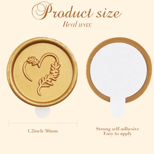 Mingting Wax Seal Stickers, 20 Pcs Olive Branch Wedding Invitation Envelope Seals Stickers Antique Gold Self- Adhesive Wax Stickers for Christmas Birthday Baby Shower Party Essentials Gift Wrapping