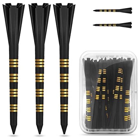 XSMSGO Plastic Golf Tees with Stripe 3-1/4" Professional Performance Series Low Resistance,Reduces Friction and Side Spin with More Durable and Stable 5-Prongs Golf Tees Cover