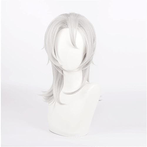 Miniatura 4 de Mystylecos Anime Uzui Tengen - Peluca de cosplay para Demon Slayer Kimetsu no Yaiba - Pelucas largas de cosplay color blanco plateado