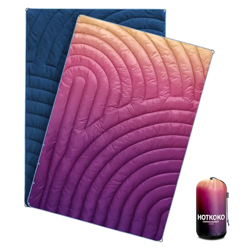 hotkoko Mini Camping Blanket, Puffy Polar Fleece Blanket Lightweight Warm Outdoor Blanket for Camping,Traveling, Stadium, Hiking, Picnics