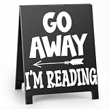 Go Away I'm Reading Book Desk Decor Sign Retro Bookstore Table Display for Home Office Reading Nook Library Bookshelf Christmas Gift for Readers Nerd Bookworms Librarians