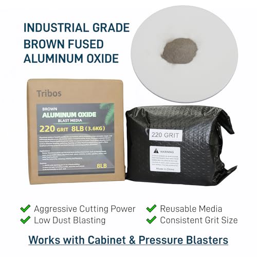 Aluminum Oxide Blasting Media &ndash; Sand Blasting Media for Sand Blasters &ndash; 80/100/120/220 Grit for Metal, Glass & Ceramic &ndash; Tribos Brown Fused Alumina (220Grit)