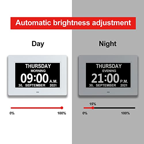 Tmc 7 Inch Digital Clock With Day And Date For Elderly - 12 Alarm Options, Auto-Dim, Digital Clock Large Display Dementia Clock For Impaired Vision People, Age Seniors,Elderly, Alzheimer #TOP2