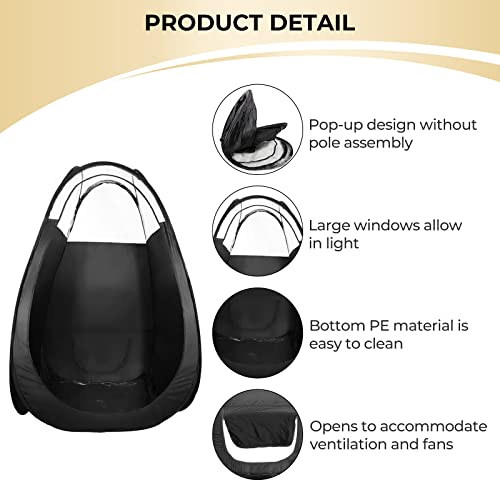 VARIPOWDER Pop Up Spray Tanning Tent,Portable Fold-able Black Spray Tann Tent,Sunless Tann Tent LargeSize Spray Tanning Booth for Airbrush Art Makeup & Painting with Carrying Bag-74.8\'\' x 47.2\'\'