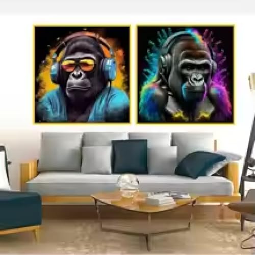 Peinture singe orang-outan coloré pour réveiller une décoration salon moderne