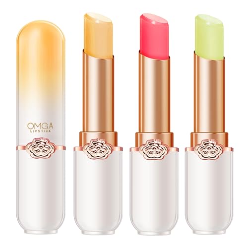 3PCS Baume à lèvres, ensemble de rouge à lèvres transparent à changement de température de couleur, rouge à lèvres hydratant durable pour femme, soin des lèvres naturel, réparation des lèvres (C)