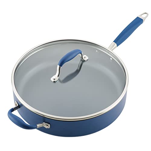 Anolon Advanced Home Hard Anodized Nonstick Sauté Pan With Helper Handle And Lid, 5 Quart - Indigo #TOP1