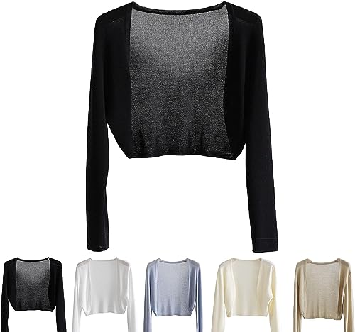 Cárdigan De Encaje Para Mujer, Cuello Alto, Corto, Elegante, Encogimiento De Hombros Gris M