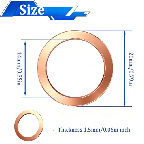 Image of 30PCS Oil Drain Plug Gasket,14mm Copper and Aluminum Crush Washers Assortment Kit,Automotive Replacement Drain Plug Gaskets-OEM 007603-014106 /OEM 94109-14000