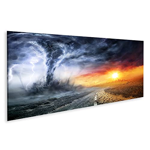 islandburner Bild auf Leinwand Tornado stürmische Landschaft Klimawandel Bilder Wandbilder Poster AWIB-Pano