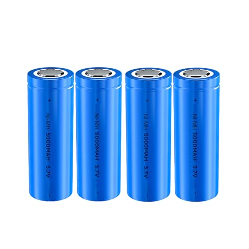 GHERTFPY 3.7V 5000mAh Rechargeable Battery Flat Top NI-MH 26 * 65mm Battery for Headlamp LED Flashlight Mini Fans RC Cars etc.(4Pack 1.02 * 2.56Inch)