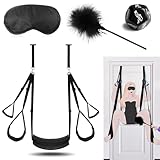 Neu Liebesschaukel Sexschaukel Tür Schaukel,Liebesschaukeln Sex Möbel mit 3 Extra Breite Polstern & 2 Handgriff,SM Augenmaske + Sex Würfel Paar + Federkitzler,Sex Swing Belastbar Bis 100kg