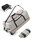 CONTAIL 32”110L Expandable 140L Rolling Duffle Bag with 2 Inline Wheels,Convertible Weekend Travel Bag with Bungee-Cord System,Grey
