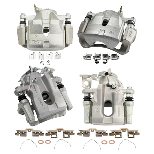 Image of TRQ Front and Rear Brake Caliper Set Zinc Coated Brackets Compatible with 2008-2015 Scion xB