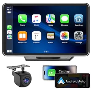 Apple Carplay Wireless Portable Touchscreen Car Stereo Bluetooth Voice Control 7″ Apple Car Play & Android Auto Car Audio HD Screen with 1080p Backup Camera GPS Navigation/Mirror Link Fits All Cars