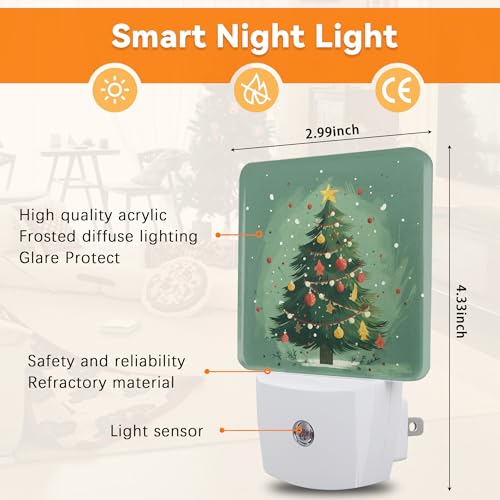 Image of Merry Christmas Night Light,Christmas Tree Night Lights Plug into Wall for Boys Girls Bedroom Decorative Nightlight Led Lamp 0.5W Sleep Friendly