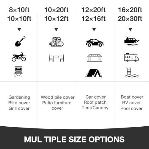 Image of Pattiumo Tarp Waterproof 10 X 10 FT 14 Mil Heavy Duty Tarp Multipurpose Tarps Heavy Duty Waterproof Protective Cover UV All Weather Resistant for Shelter Camping, Green /Brown