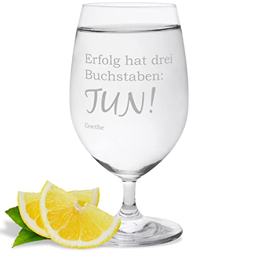 JUNIWORDS Wasserglas mit Gravur, Erfolg hat drei Buchstaben TUN! Goethe, Wasserglas (1000903)