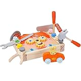 A/R Kit d'outils de Jeu en Bois - Boîte à Outils en Bois pour Tout-Petits | Jouet Montessori en Bois pour Les Tout-Petits Enfants, y Compris Les Pinces Marteau scie Outil Construction fête faveurs
