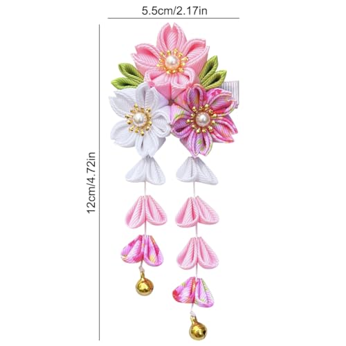 Set de 4 Pinzas de Flores Japonesas con Borlas Tradicionales miniatura 2