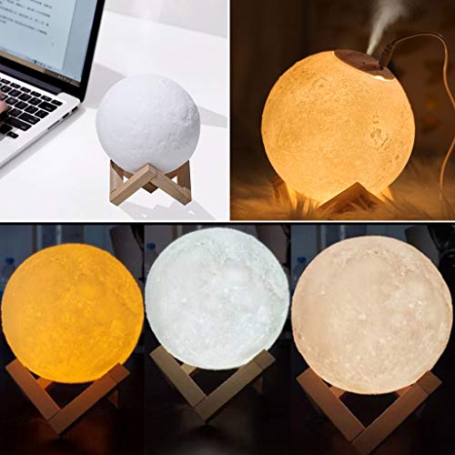 Umidificador, lâmpada Lua 3D 3 Cores Mudando a Luz Da Noite Aroma Difusor Óleo Essencial Carregador