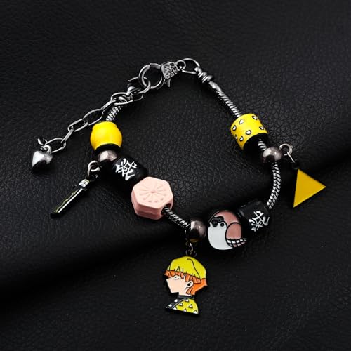 SONGCHANGJEWELRY Zenitsu Bracelet – Anime-Inspired Beads and Charms Featuring Agatsuma Zenitsu – Thoughtful Gift for Fans and Collectors2